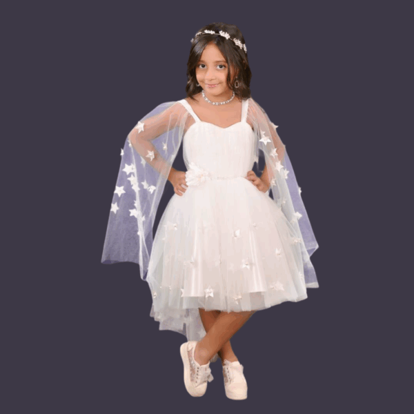 Little Girls Sleeveless Dress for Wedding Party – WHITE 07