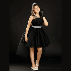 Little Girls Sleeveless Dress for Wedding Party - BLACK