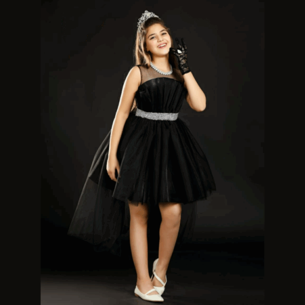 Little Girls Sleeveless Dress for Wedding Party - BLACK
