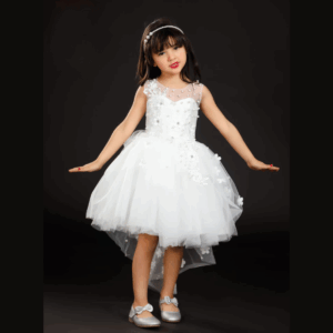 Little Girls Sleeveless Dress for Wedding Party - WHITE 02