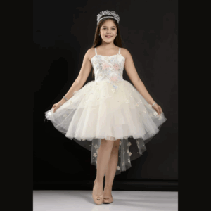 Little Girls Sleeveless Dress for Wedding Party - OFF-WHITE