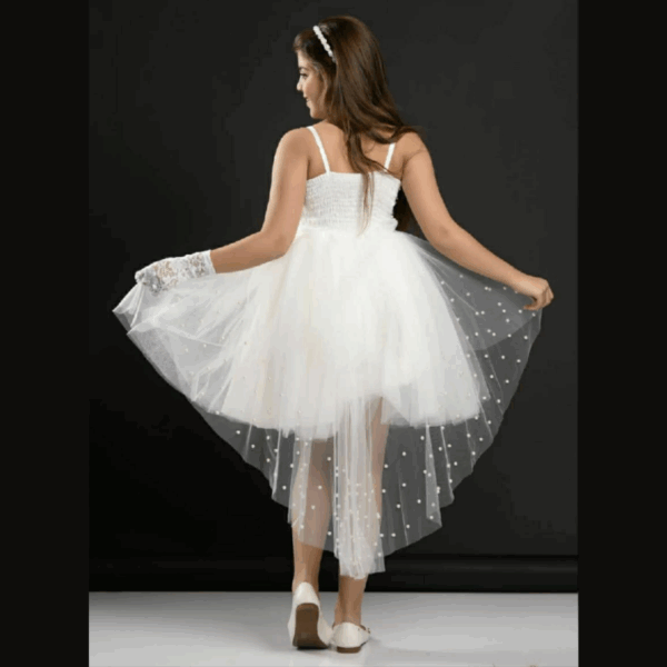 Little Girls Sleeveless Dress for Wedding Party - WHITE 04 - Image 2
