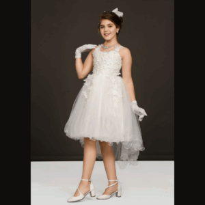 Little Girls Sleeveless Dress for Wedding Party - WHITE 05