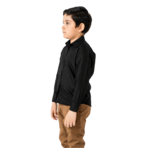Long Sleeve Dress Kids Shirts - BLACK