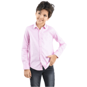 Long Sleeve Dress Kids Shirts - PINK