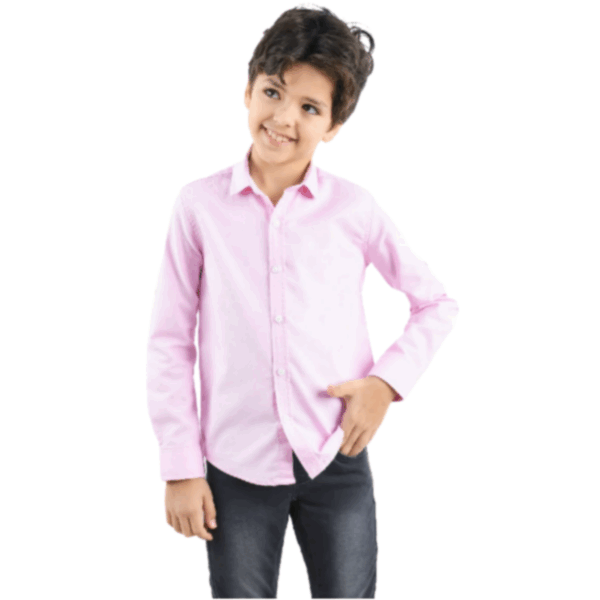 Long Sleeve Dress Kids Shirts - PINK