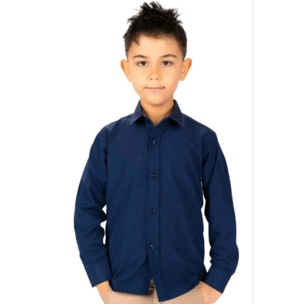 Long Sleeve Dress Kids Shirts - NAVY