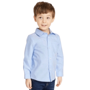 Long Sleeve Dress Kids Shirts - BABYBLUE