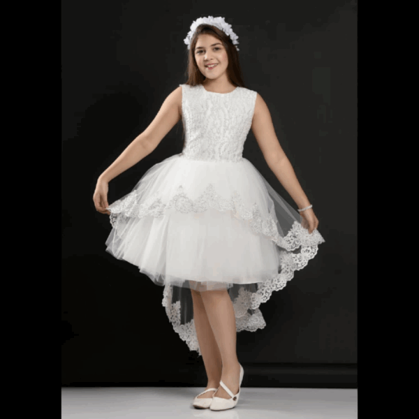 Little Girls Sleeveless Dress for Wedding Party – WHITE 00