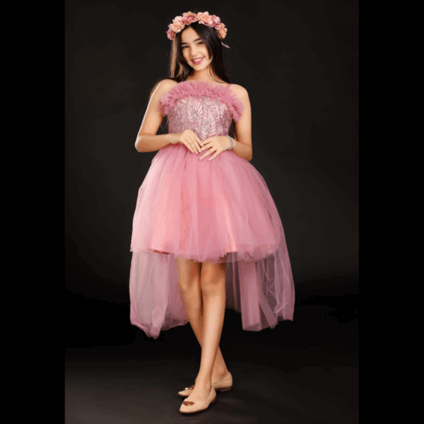 Little Girls Sleeveless Dress for Wedding Party – PINK 01