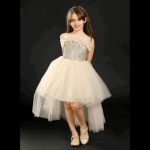 Little Girls Sleeveless Dress for Wedding Party – GOLD 01