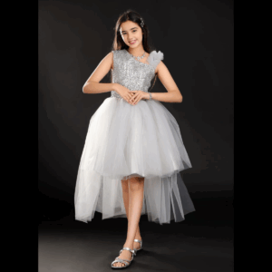Little Girls Sleeveless Dress for Wedding Party – SILVER 03